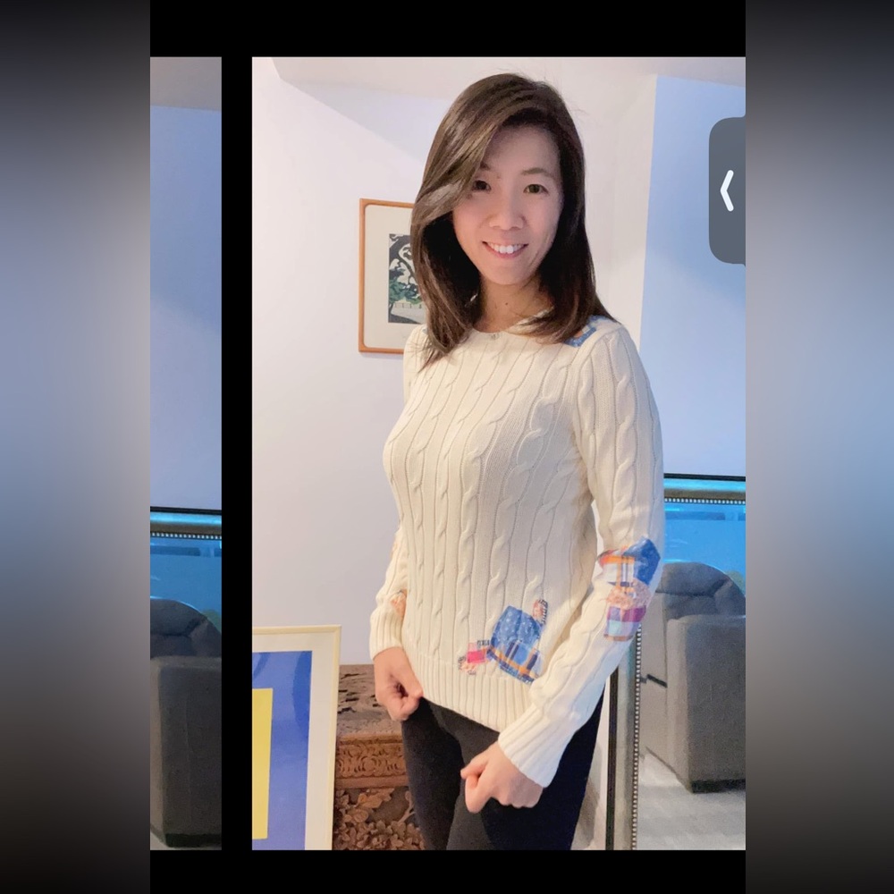 Ralph Lauren women Cream Cable Knit patch Sweater